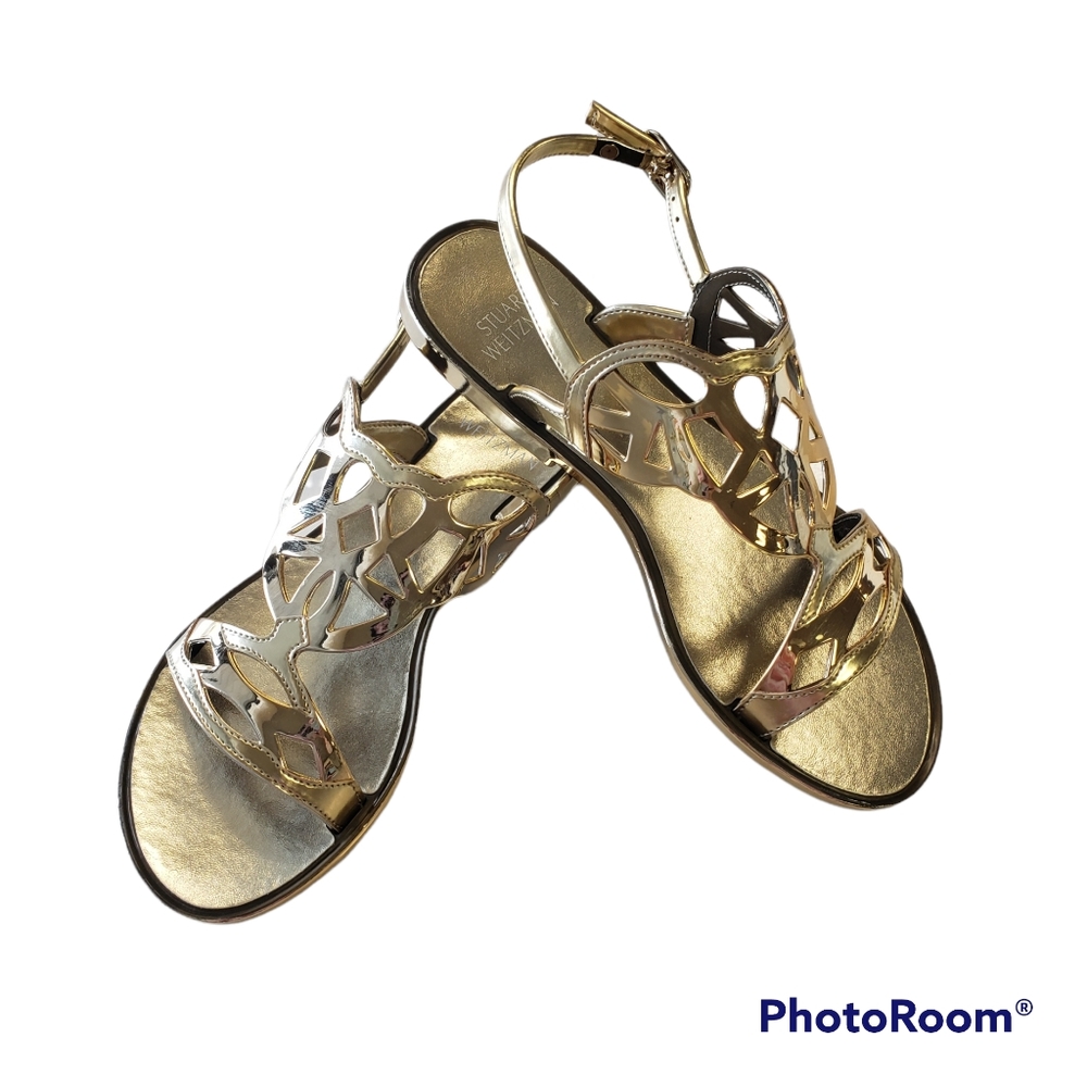 NWT Stewart Weitzman Gelfisher Gold Sandals Women's Size 5